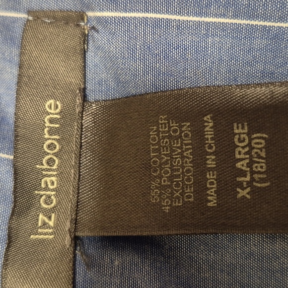 Liz Claiborne Blue Sleeveless Button-Up Top w Embroidery Detail Sz XL - Picture 11 of 12